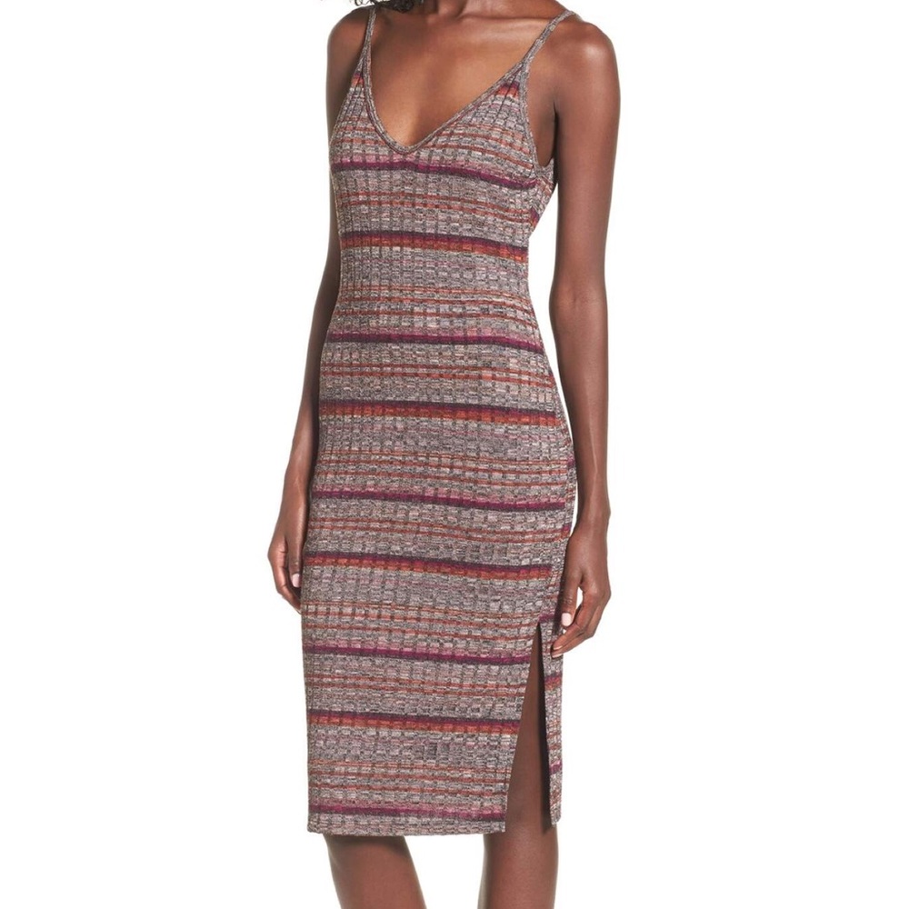 Lush Space Dye Ribbed Knit Midi Dress XS